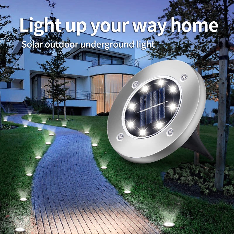 Aogist 12 Pack Solar Disk Lights - 8 LED In-Ground Outdoor Landscape Lights for Pathway, Yard, Walkway, Patio, Lawn Path (Cold White) - Image 2